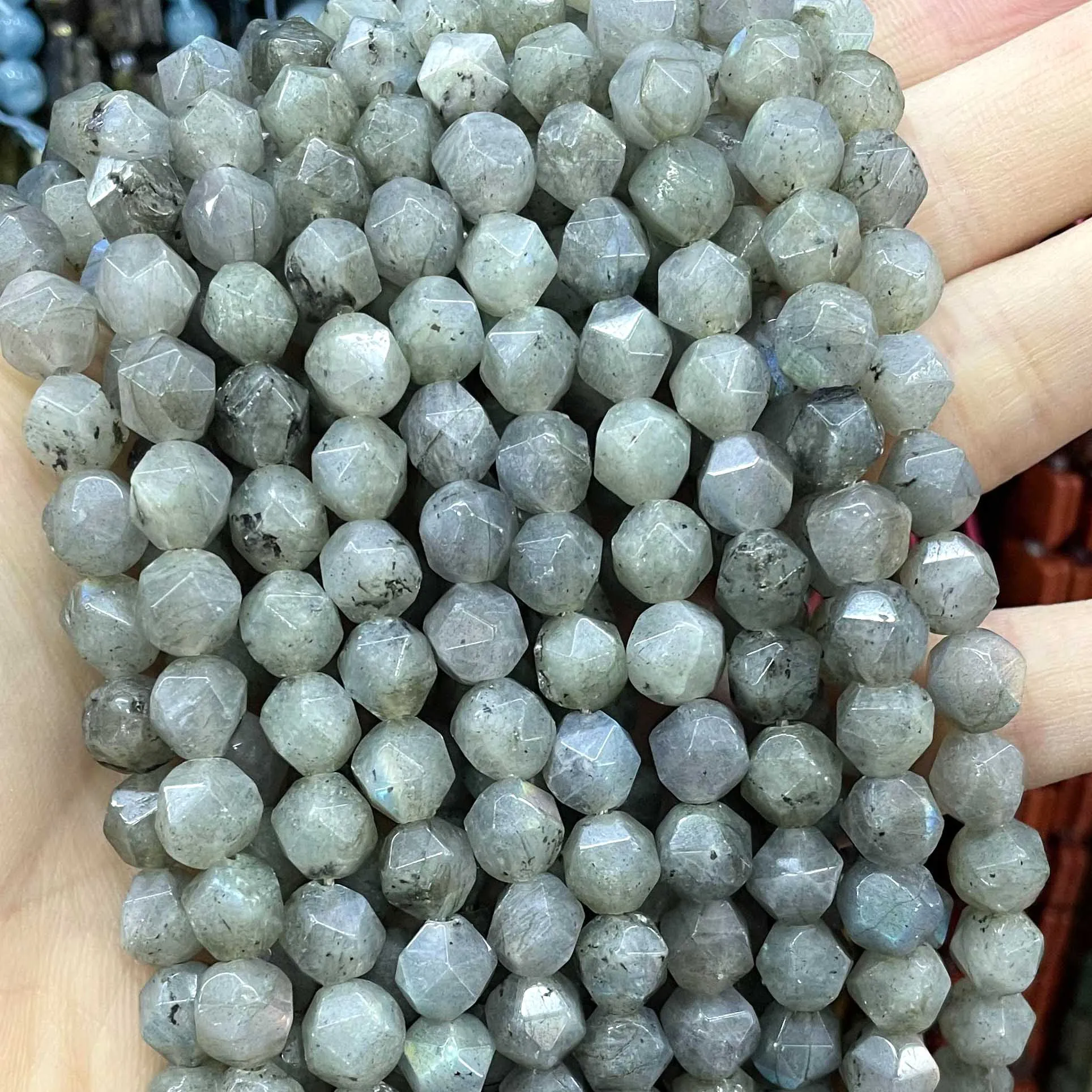 Natural Labradorite Gems Stone Faceted Round Rondelle Loose Beads For Jewelry Making DIY Bracelet Necklace Handmade Accessories