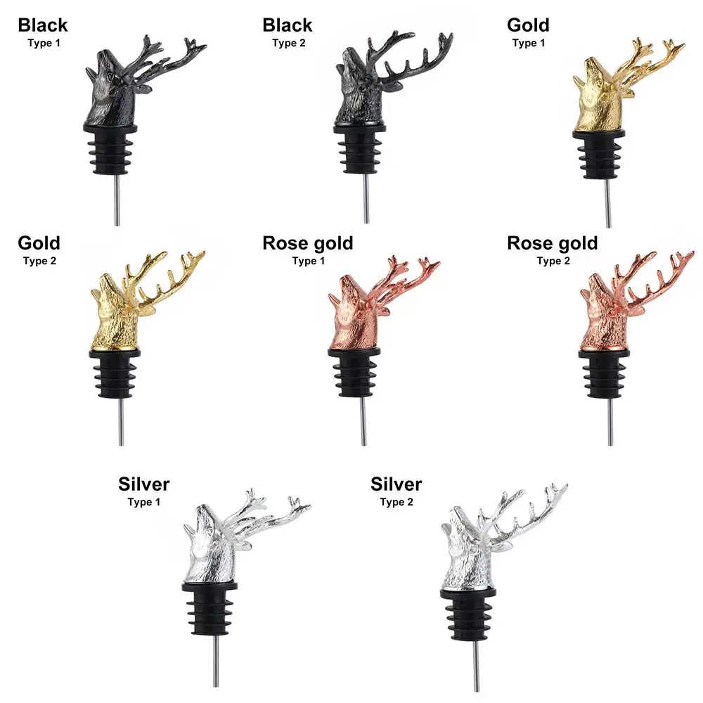 Deer Head Wine Pourer Bottle Stoppers Zinc Alloy Bar Tools Wedding Party Drinks Wine Aerators Kitchen Tool Accessories