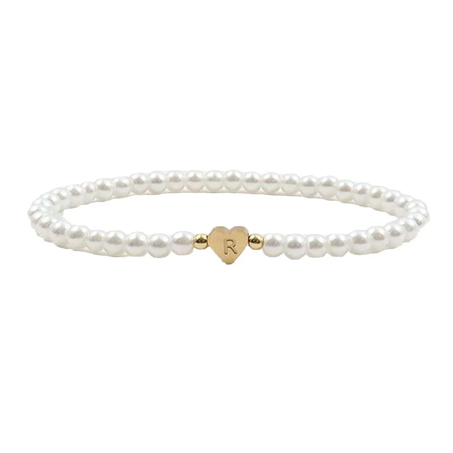 26 Letters Initial Bracelet For Women Faux Pearl Bracelet Fashion Women link Bracelet Wristband Jewelry gift Pearl Bracelet A-Z