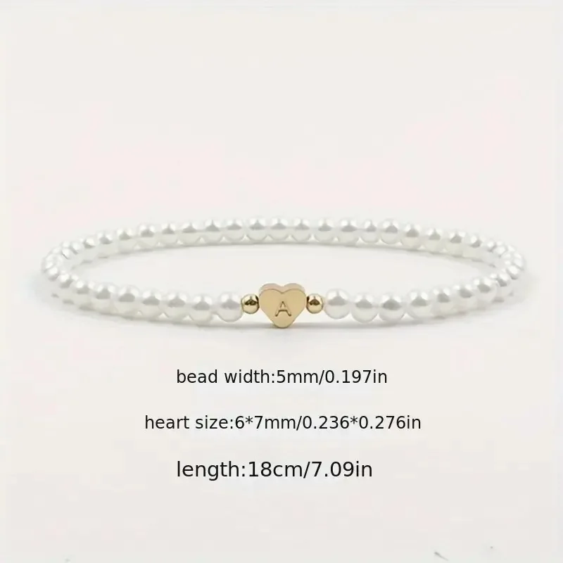 26 Letters Initial Bracelet For Women Faux Pearl Bracelet Fashion Women link Bracelet Wristband Jewelry gift Pearl Bracelet A-Z