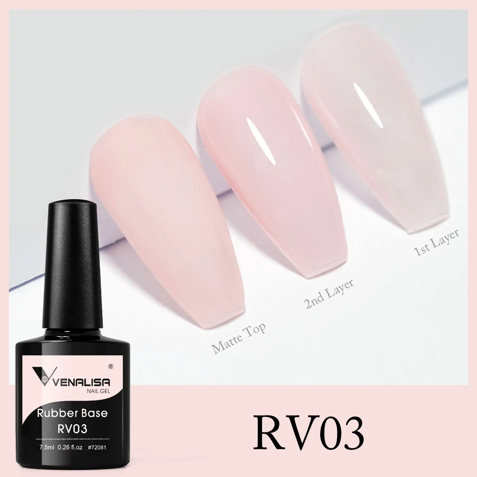 VENALISA Semi Transparent French Pink Color Rubber Base Coat Nail Gel Polish Jelly Nail Camouflage Soak off UV LED Nail Gel