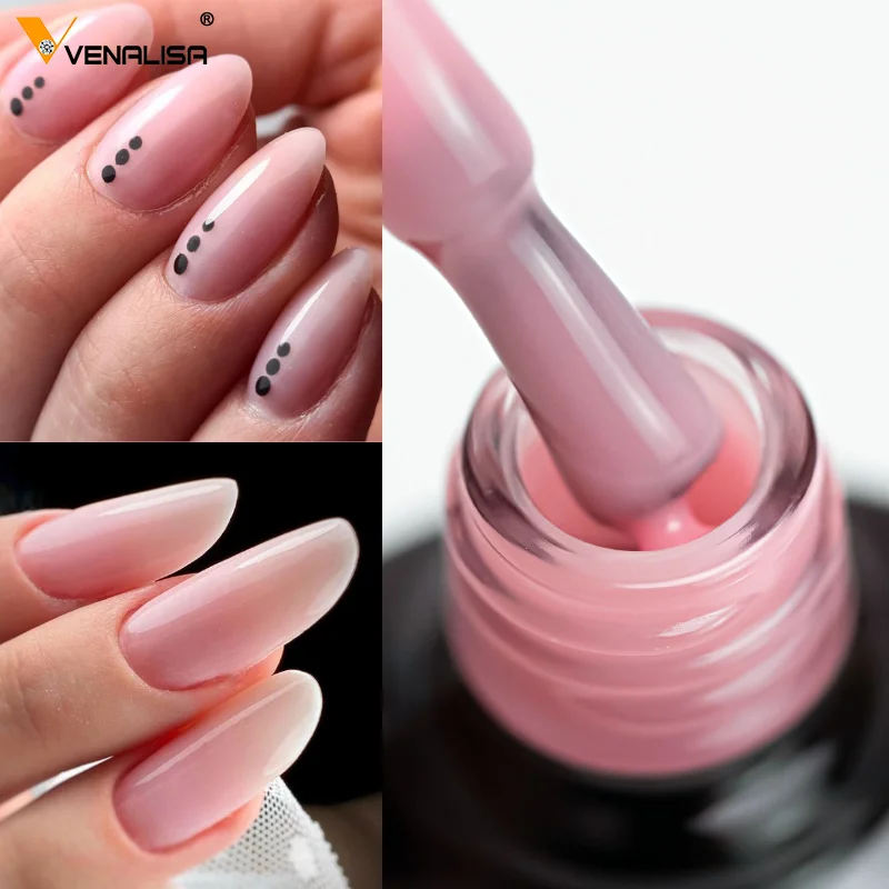 VENALISA Semi Transparent French Pink Color Rubber Base Coat Nail Gel Polish Jelly Nail Camouflage Soak off UV LED Nail Gel