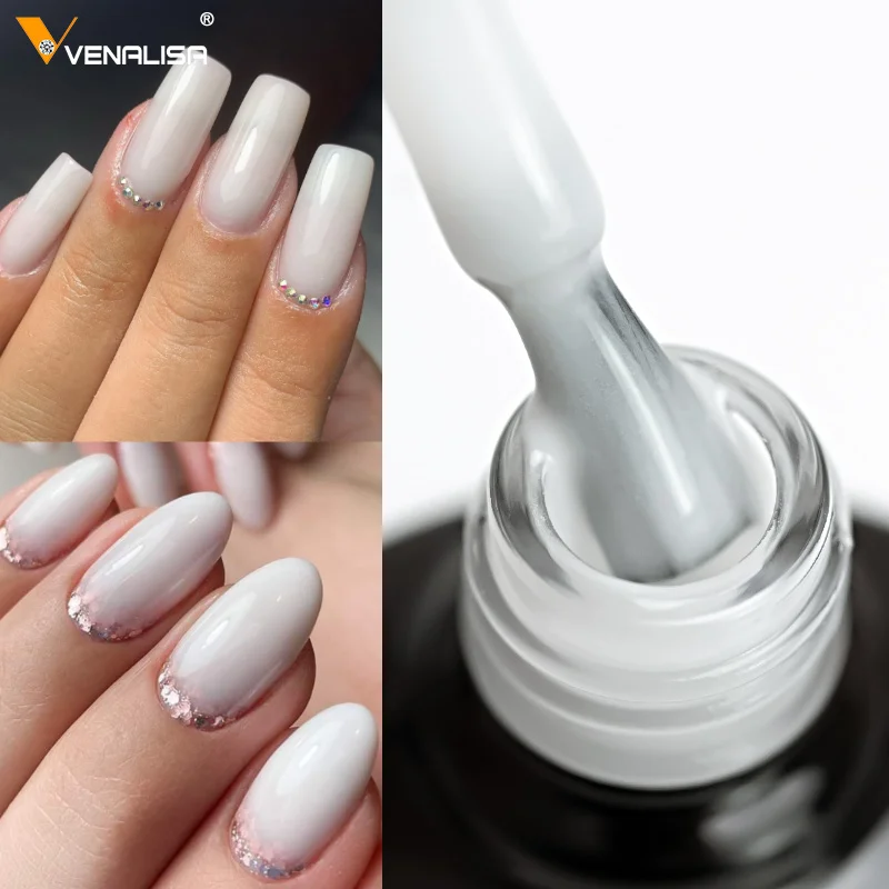 VENALISA Semi Transparent French Pink Color Rubber Base Coat Nail Gel Polish Jelly Nail Camouflage Soak off UV LED Nail Gel