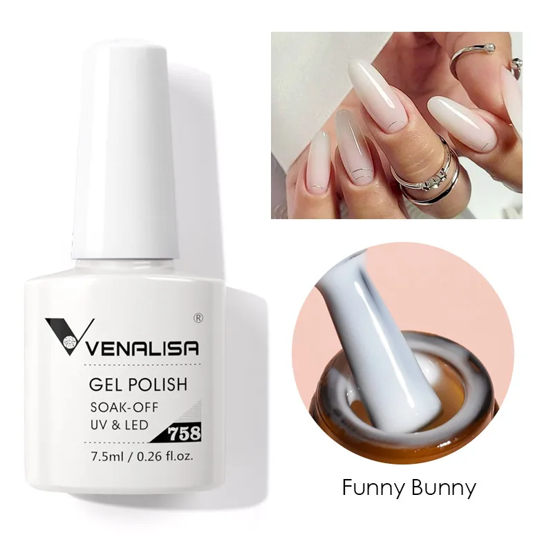 VENALISA Semi Transparent French Pink Color Rubber Base Coat Nail Gel Polish Jelly Nail Camouflage Soak off UV LED Nail Gel