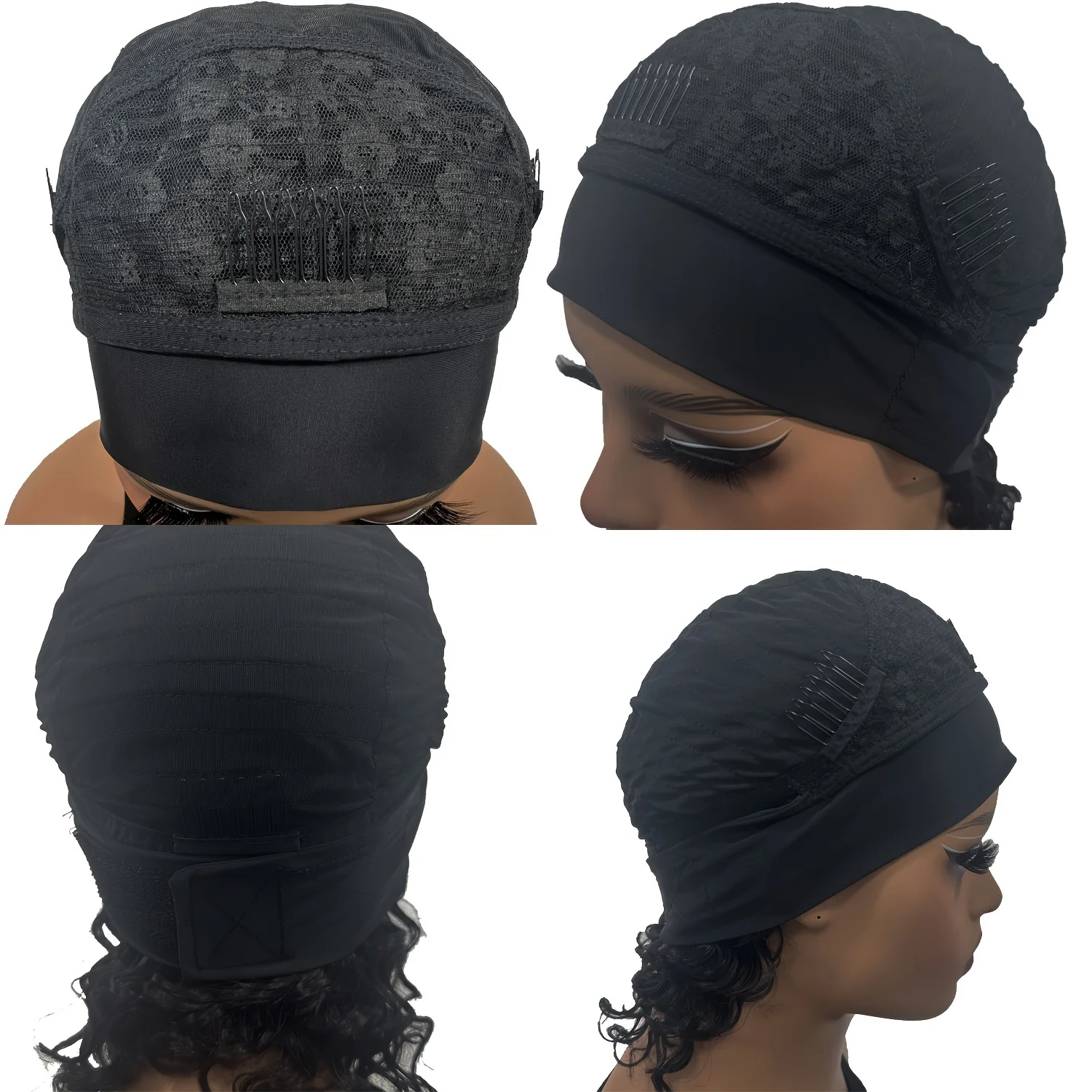 Deep Wave Headband Wig Human Hair Curly Bob Wigs For Women 100% Real Hair Bobo Wigs Full Machine Made Wigs Natural Black Hair