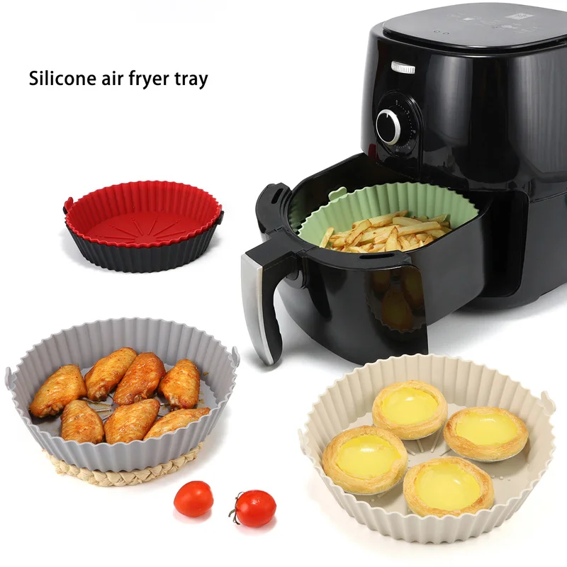 Air Fryer Baking Tray Reusable Silicone Baking Basket Grill Pan Food-Grade Safe Non-Stick Fryers Ovens Microwave Oven