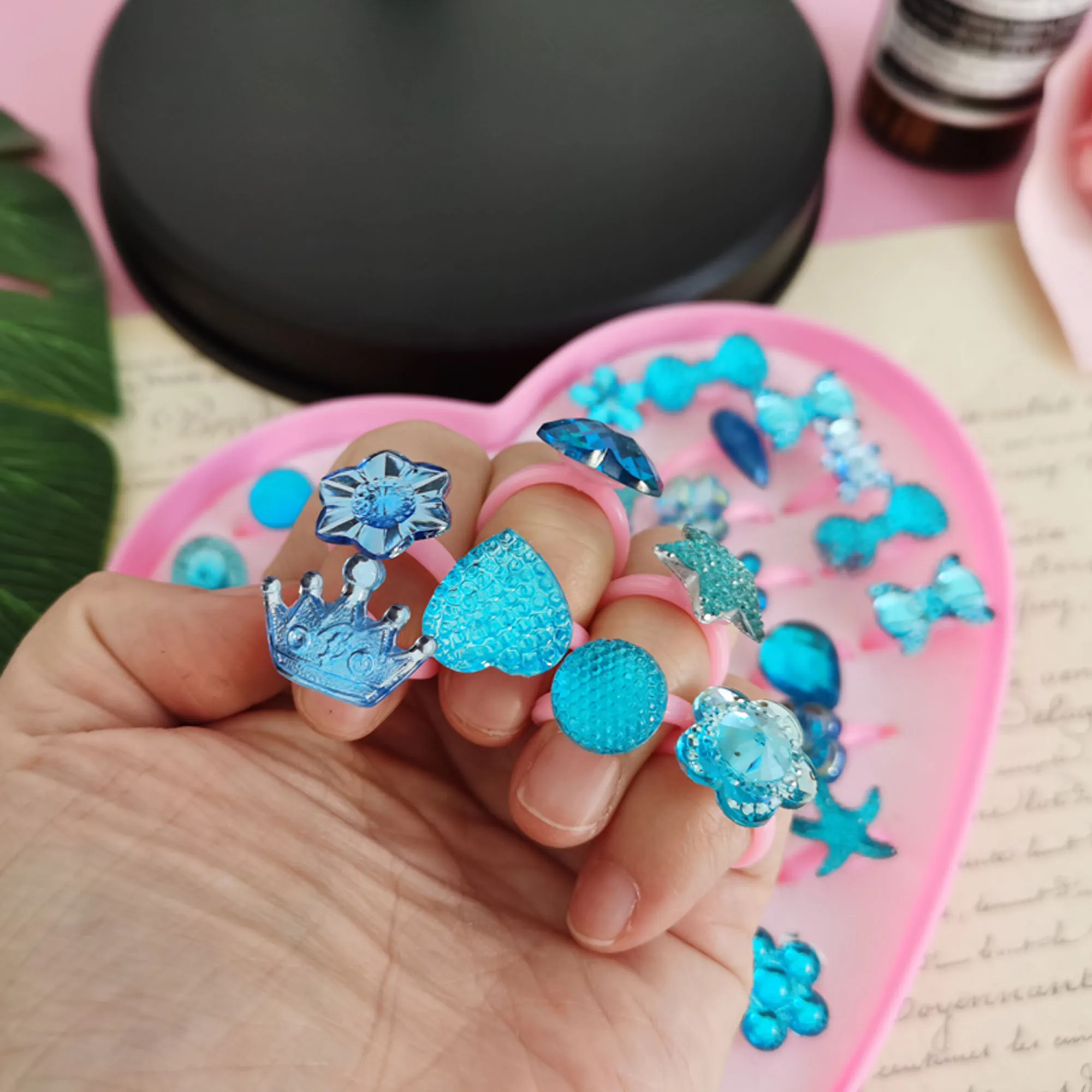 5/12/36pcs/Lot Wholesale Child Resin Candy Flower Bow Starfish Finger Rings Plastic Kid Ring Children Party Gifts Birthday Girls