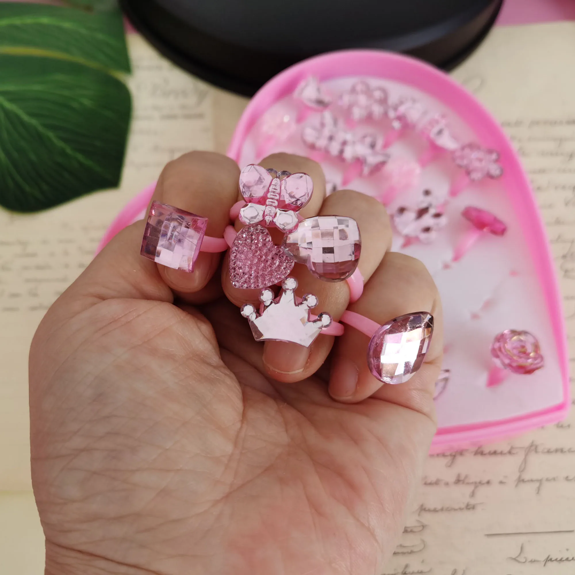 5/12/36pcs/Lot Wholesale Child Resin Candy Flower Bow Starfish Finger Rings Plastic Kid Ring Children Party Gifts Birthday Girls