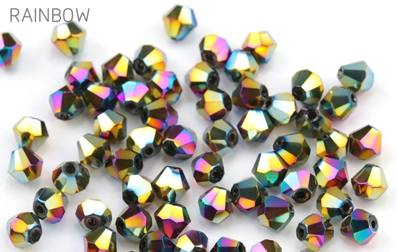4mm Shiny Metal Color Bicone Beads 5238 Glass Beads Half Plated Color Beads Crystal Jewelry Beads for Jewelry Making 120pcs/Lot