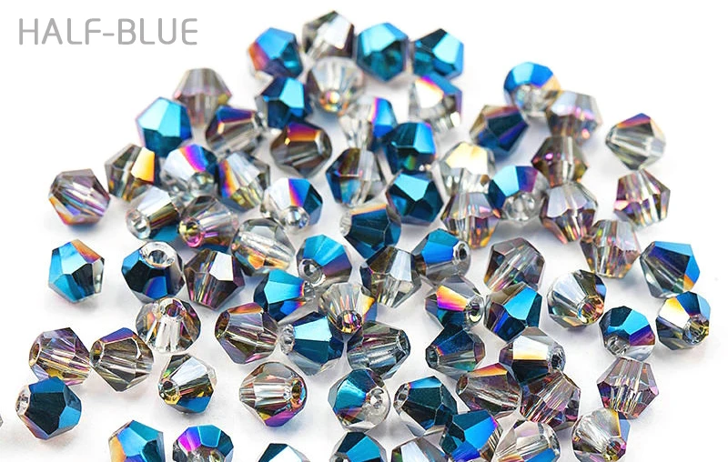 4mm Shiny Metal Color Bicone Beads 5238 Glass Beads Half Plated Color Beads Crystal Jewelry Beads for Jewelry Making 120pcs/Lot