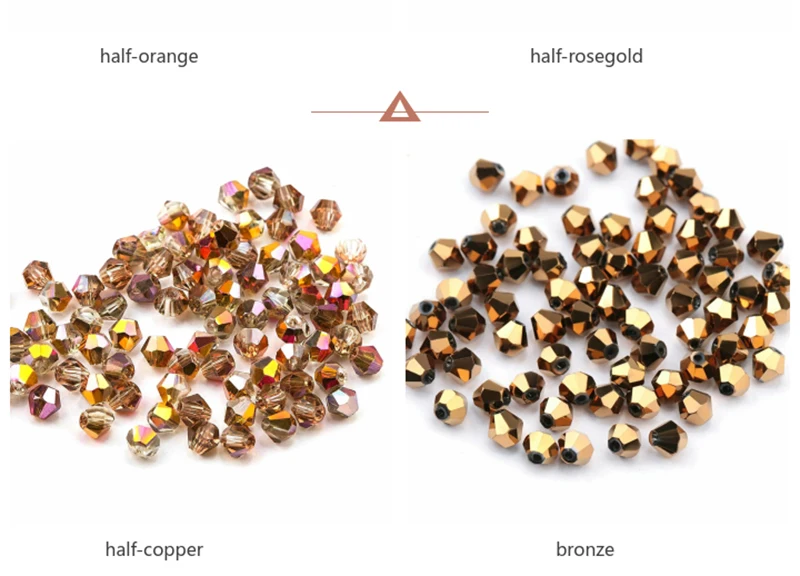 4mm Shiny Metal Color Bicone Beads 5238 Glass Beads Half Plated Color Beads Crystal Jewelry Beads for Jewelry Making 120pcs/Lot