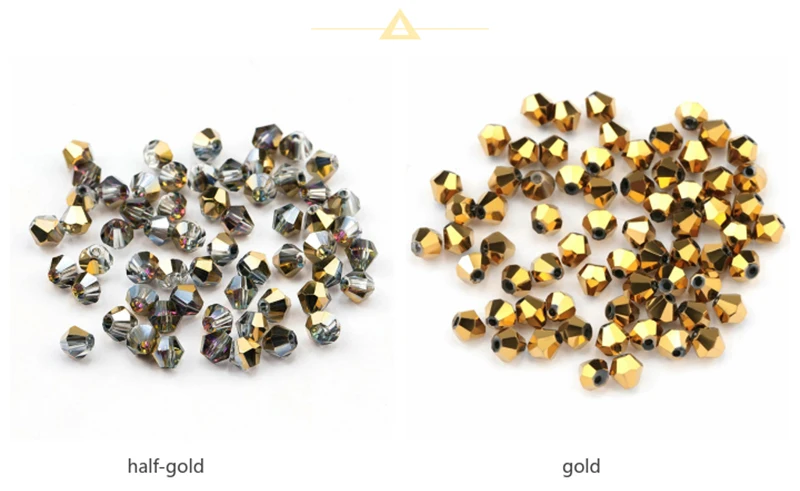 4mm Shiny Metal Color Bicone Beads 5238 Glass Beads Half Plated Color Beads Crystal Jewelry Beads for Jewelry Making 120pcs/Lot