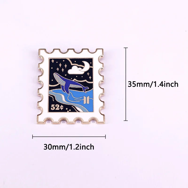 Whale Stamp Hard Enamel Pin Music Inspired Badge Fans Aesthetic Jewelry Gift