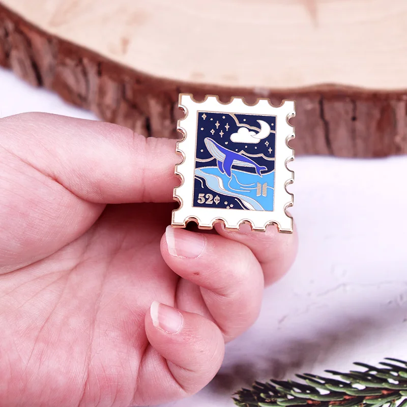 Whale Stamp Hard Enamel Pin Music Inspired Badge Fans Aesthetic Jewelry Gift