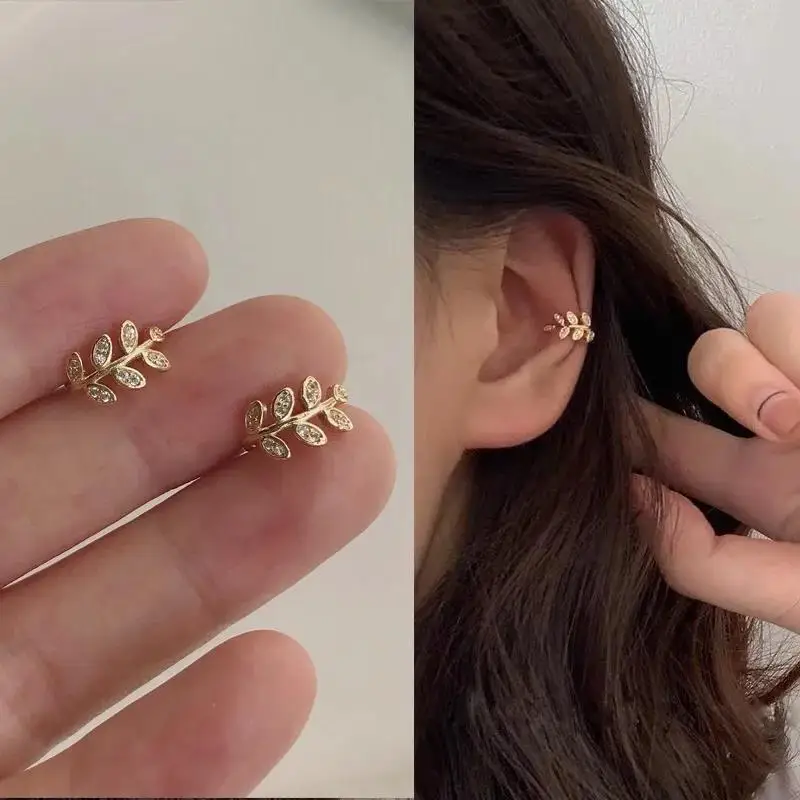 1Pc Fashion Crystal cz Star Leaf Clip Earrings for Women Men Creative Simple C Ear Cuff Non-Piercing Ear Clip 2024 Trend Jewelry