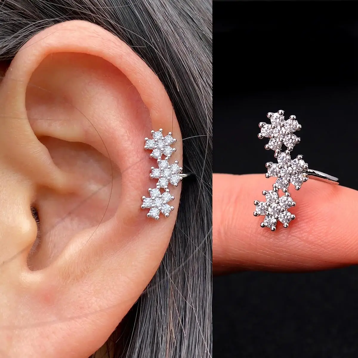1Pc Fashion Crystal cz Star Leaf Clip Earrings for Women Men Creative Simple C Ear Cuff Non-Piercing Ear Clip 2024 Trend Jewelry