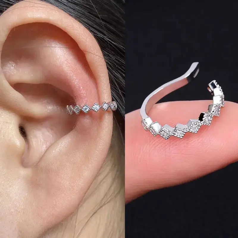 1Pc Fashion Crystal cz Star Leaf Clip Earrings for Women Men Creative Simple C Ear Cuff Non-Piercing Ear Clip 2024 Trend Jewelry