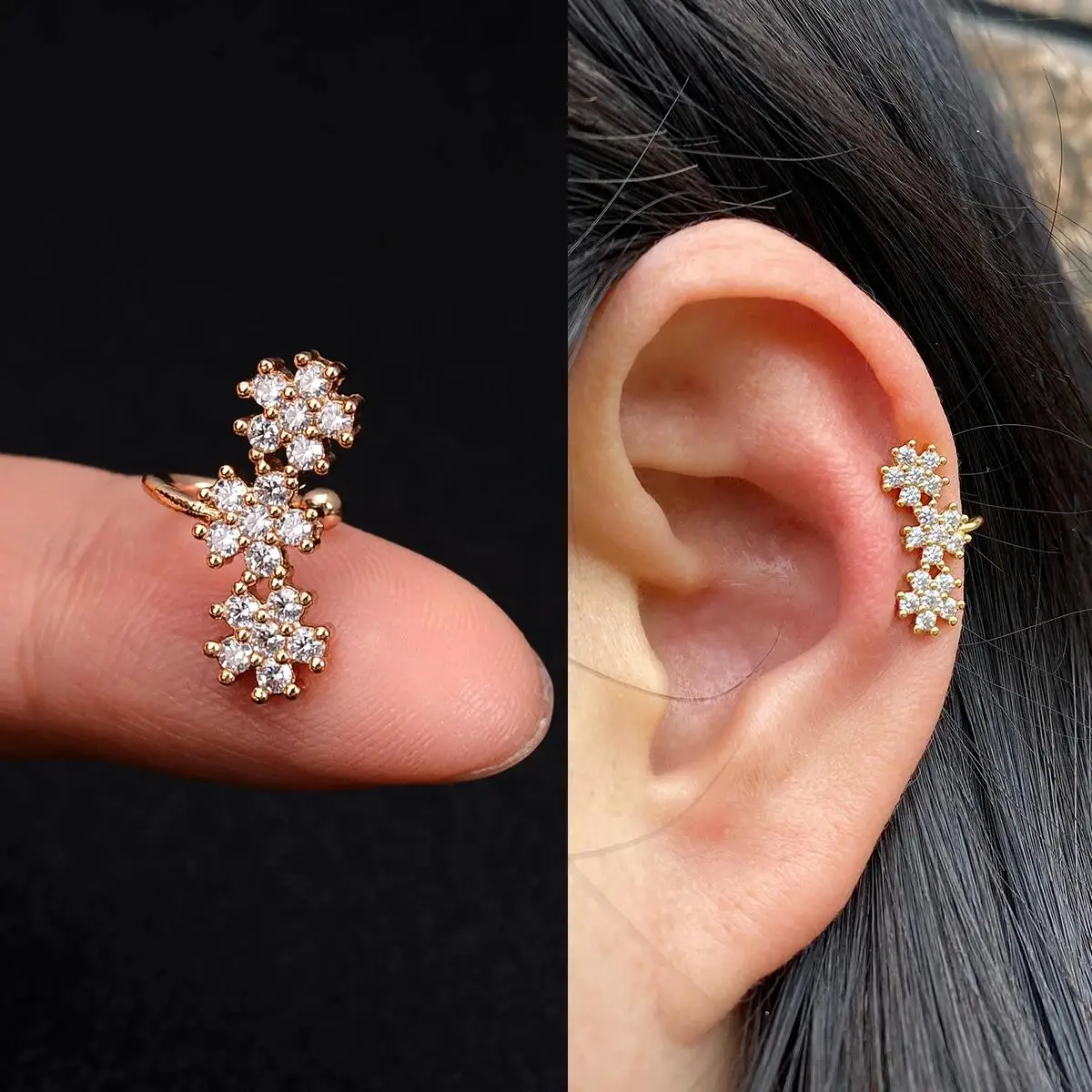 1Pc Fashion Crystal cz Star Leaf Clip Earrings for Women Men Creative Simple C Ear Cuff Non-Piercing Ear Clip 2024 Trend Jewelry
