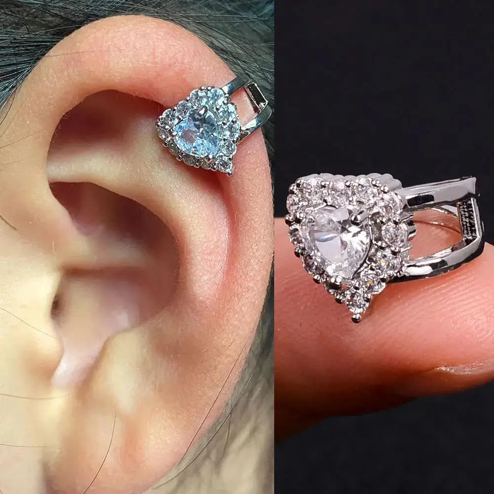 1Pc Fashion Crystal cz Star Leaf Clip Earrings for Women Men Creative Simple C Ear Cuff Non-Piercing Ear Clip 2024 Trend Jewelry