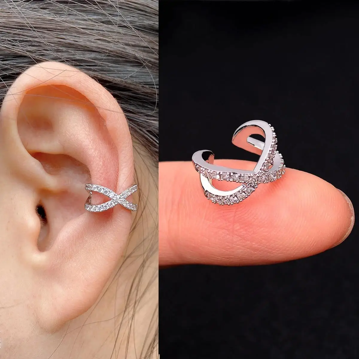 1Pc Fashion Crystal cz Star Leaf Clip Earrings for Women Men Creative Simple C Ear Cuff Non-Piercing Ear Clip 2024 Trend Jewelry