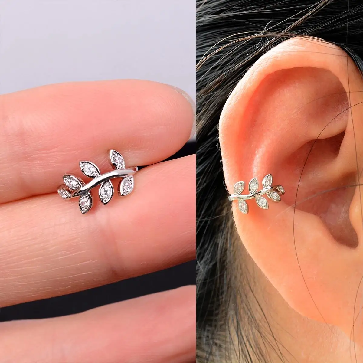 1Pc Fashion Crystal cz Star Leaf Clip Earrings for Women Men Creative Simple C Ear Cuff Non-Piercing Ear Clip 2024 Trend Jewelry