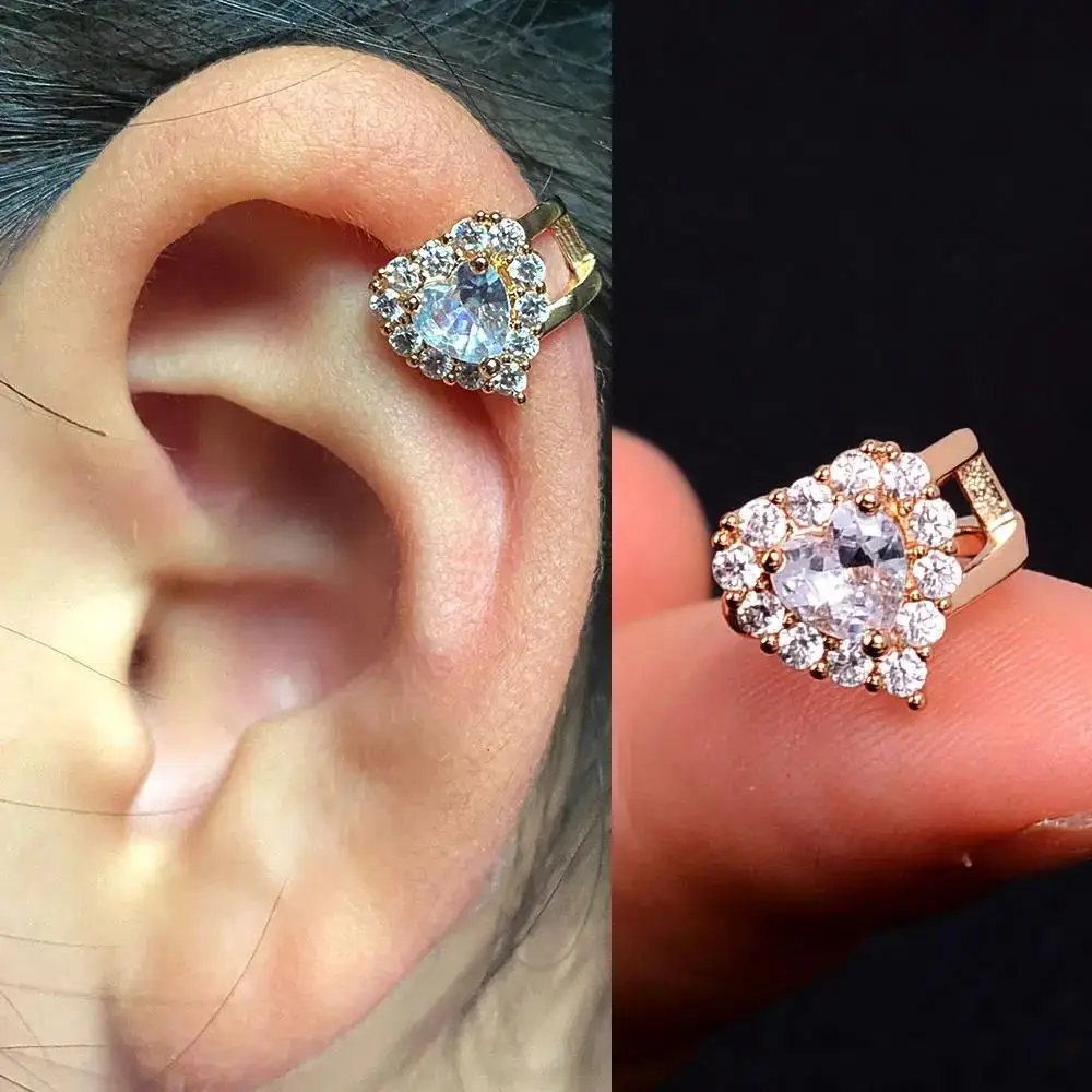 1Pc Fashion Crystal cz Star Leaf Clip Earrings for Women Men Creative Simple C Ear Cuff Non-Piercing Ear Clip 2024 Trend Jewelry