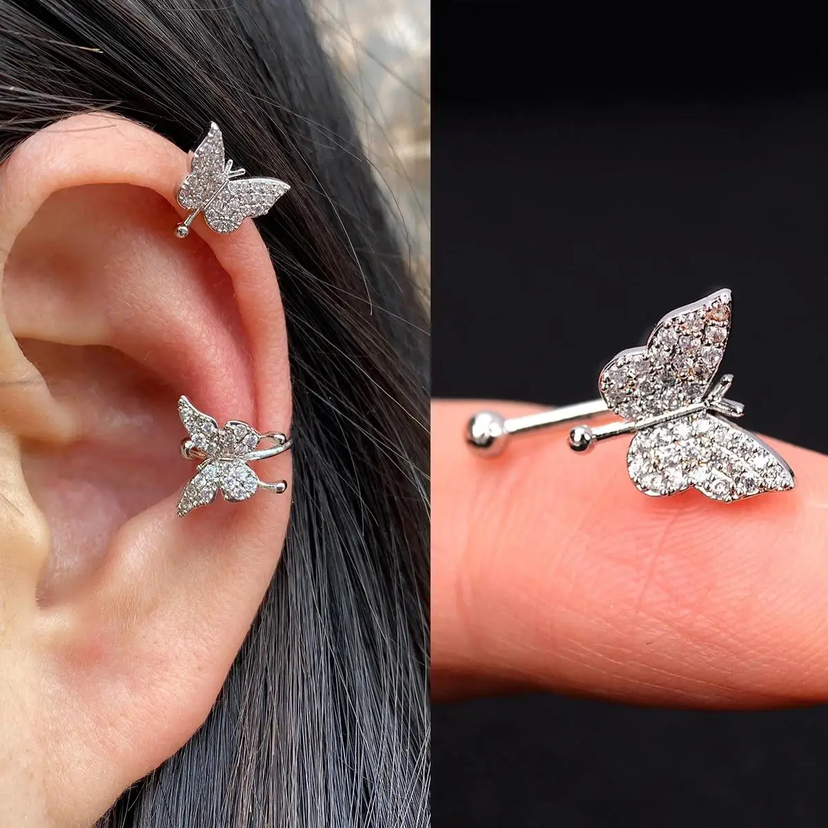 1Pc Fashion Crystal cz Star Leaf Clip Earrings for Women Men Creative Simple C Ear Cuff Non-Piercing Ear Clip 2024 Trend Jewelry