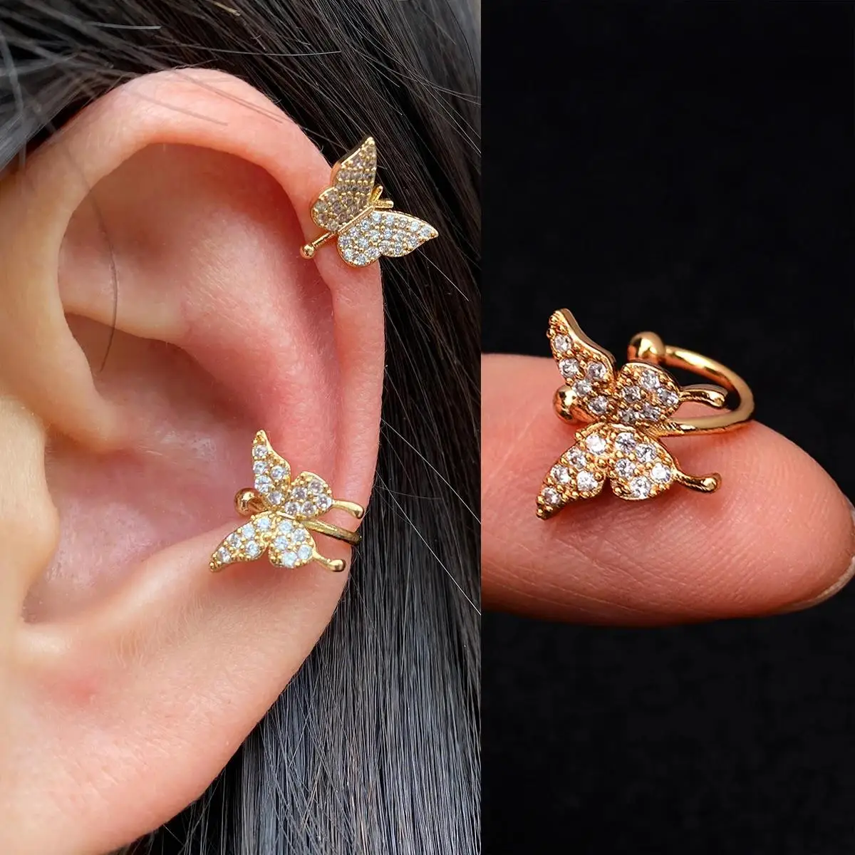 1Pc Fashion Crystal cz Star Leaf Clip Earrings for Women Men Creative Simple C Ear Cuff Non-Piercing Ear Clip 2024 Trend Jewelry