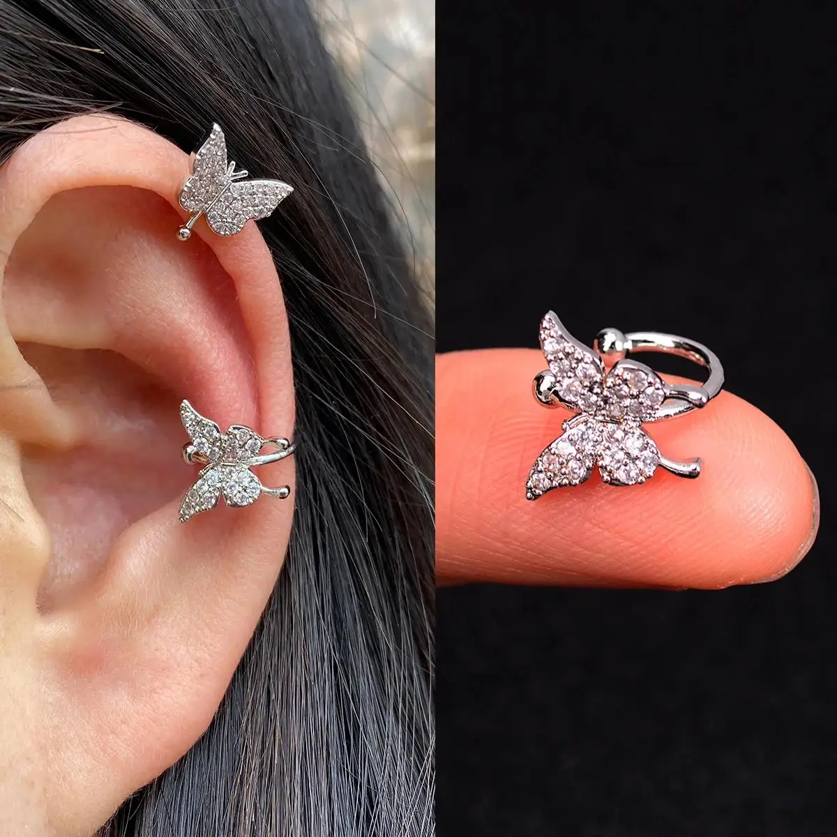 1Pc Fashion Crystal cz Star Leaf Clip Earrings for Women Men Creative Simple C Ear Cuff Non-Piercing Ear Clip 2024 Trend Jewelry