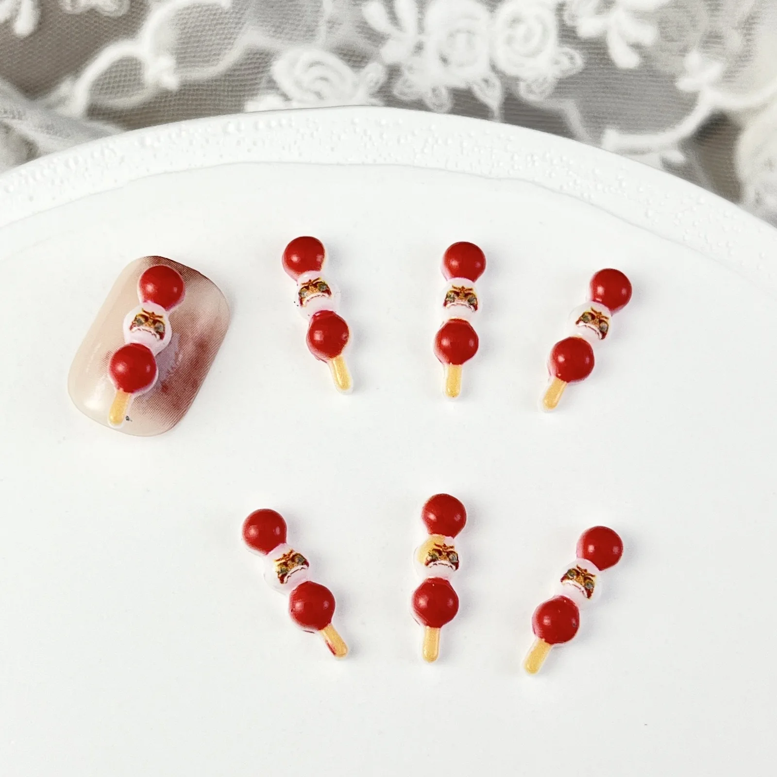 10pcs 3D Chinese Kawaii Resin Nail Art Charms Exquisite Candy Design Nail Rhinestones Decorations DIY Cartoon Accessories Parts
