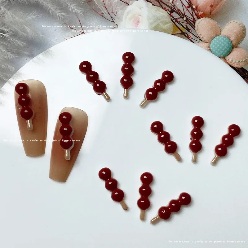 10pcs 3D Chinese Kawaii Resin Nail Art Charms Exquisite Candy Design Nail Rhinestones Decorations DIY Cartoon Accessories Parts