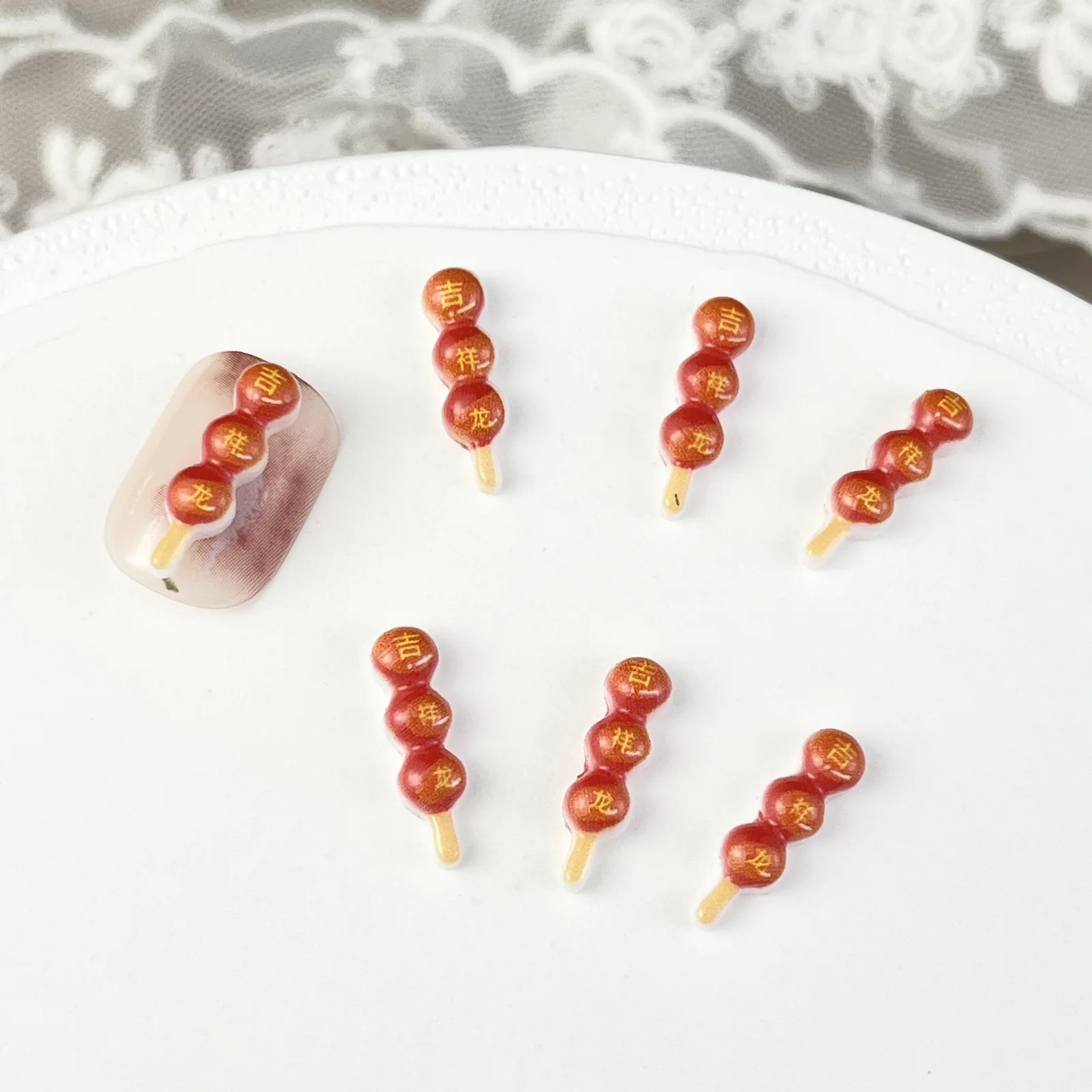 10pcs 3D Chinese Kawaii Resin Nail Art Charms Exquisite Candy Design Nail Rhinestones Decorations DIY Cartoon Accessories Parts