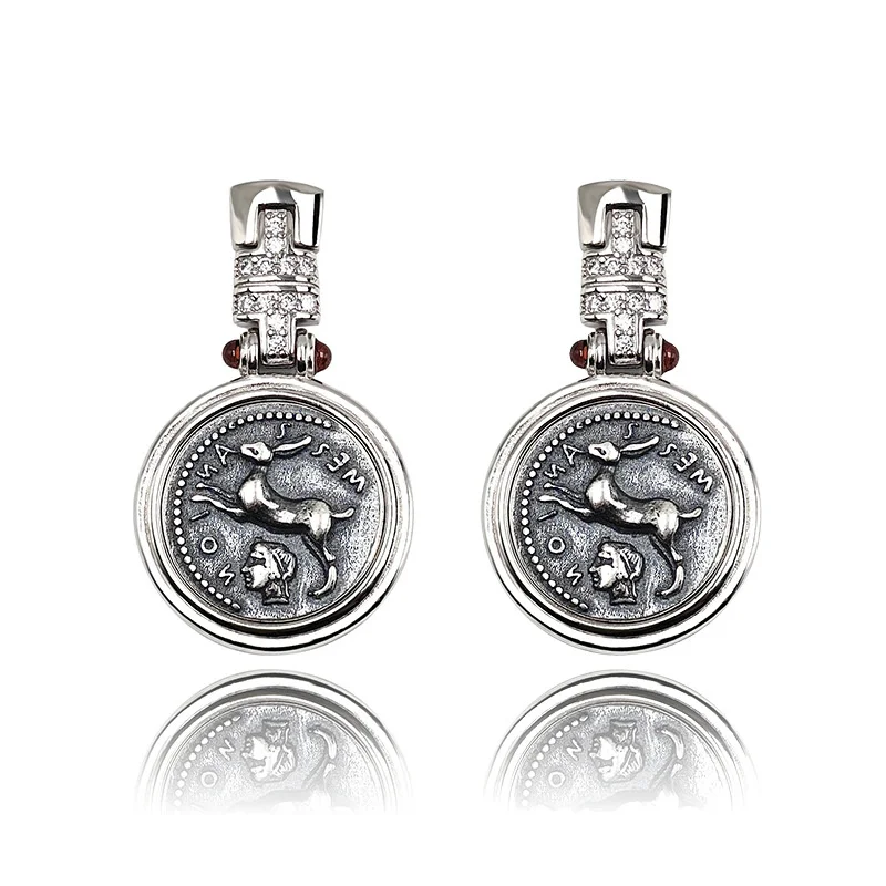 New Light Luxury Retro Italian Coin Earrings Women's Personalized Rabbit Coin Jewelry wholesale