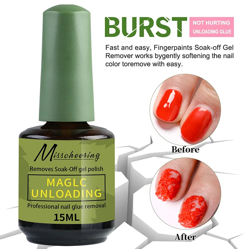 15ml Nail Polish Remover For Nails in 3-5 Minutes Easily Quickly Removes Semi Permanent Soak Off UV Gel Polish Burst Gel&nailoil