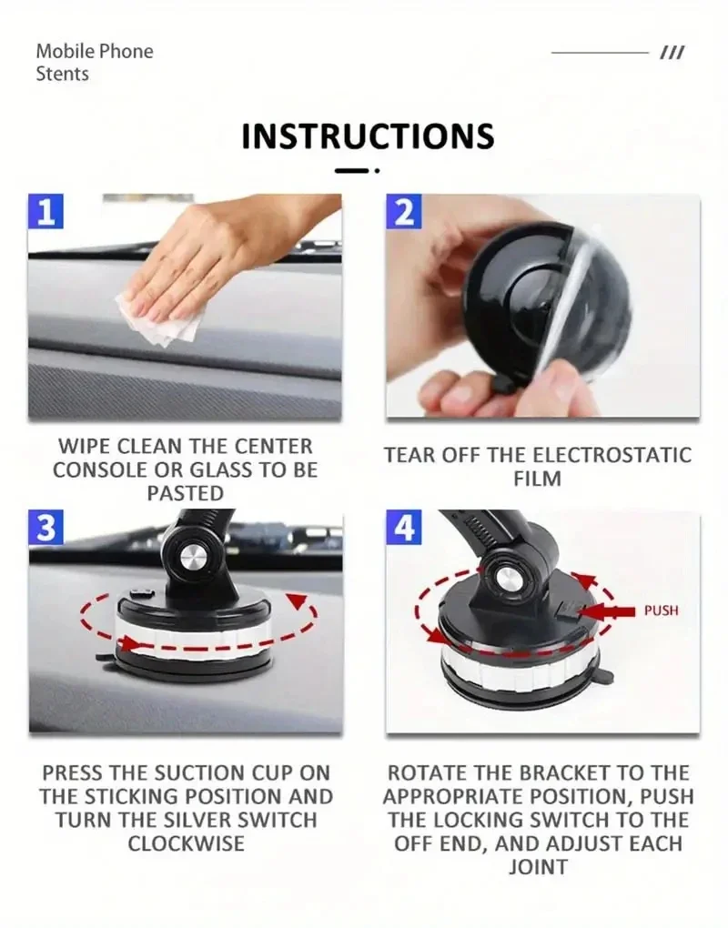 360°Rotating Car Sucker Phone Holder Driving Car Phone Stand Bracket Universal GPS Navigation Mount For iPhone Xiaomi Samsung