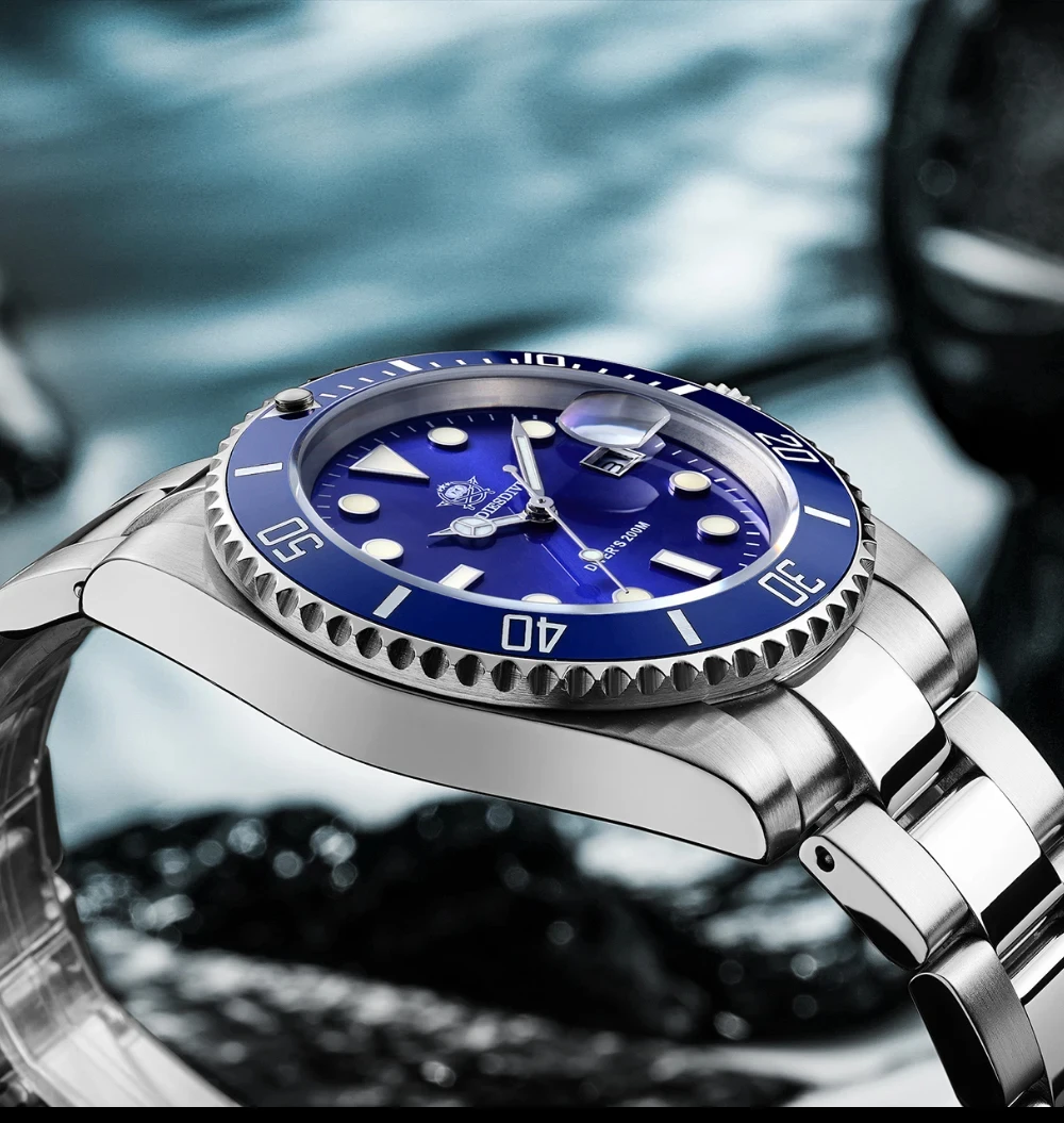 ADDIESDIVE Quartz Watch for Men 316L Stainless Steel Super Luminous Ceramic Bezel 200m Waterproof Classic Diving Men‘s Watch