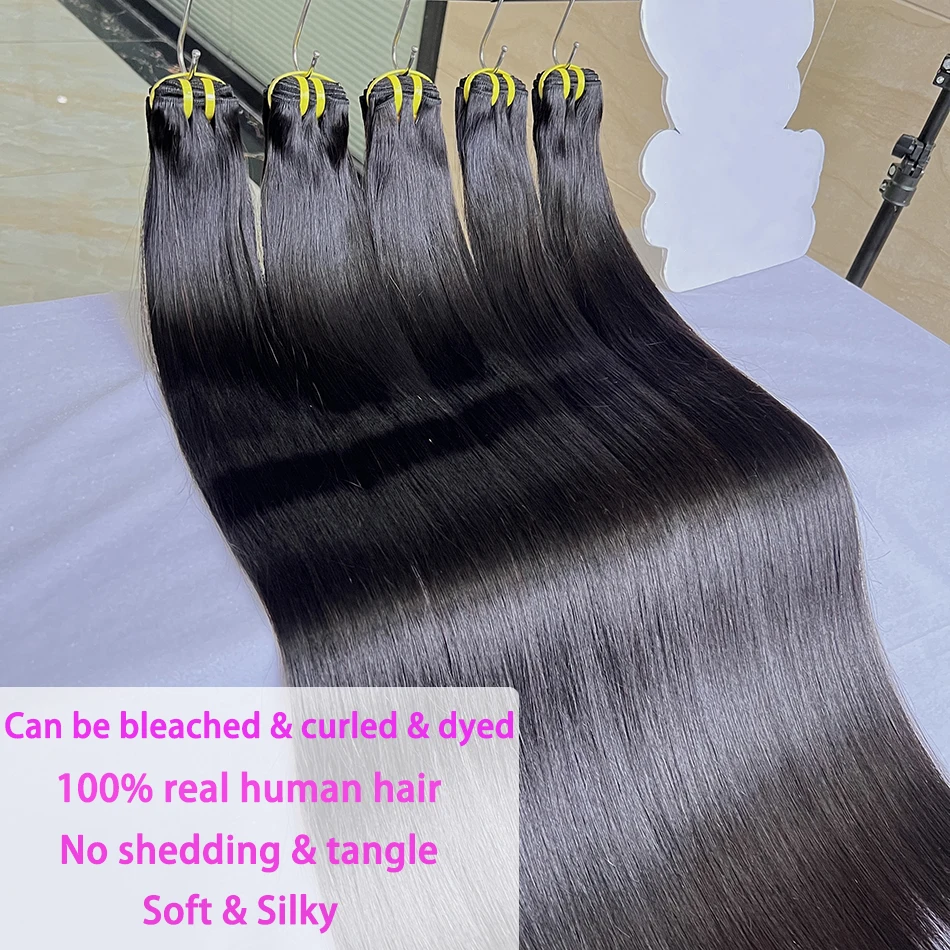 Bone Straight 100% Unprocessed Raw Virgin Human Hair Bundles 10-36 Inches Hair Weave Extensions #1B Natural Color For Women