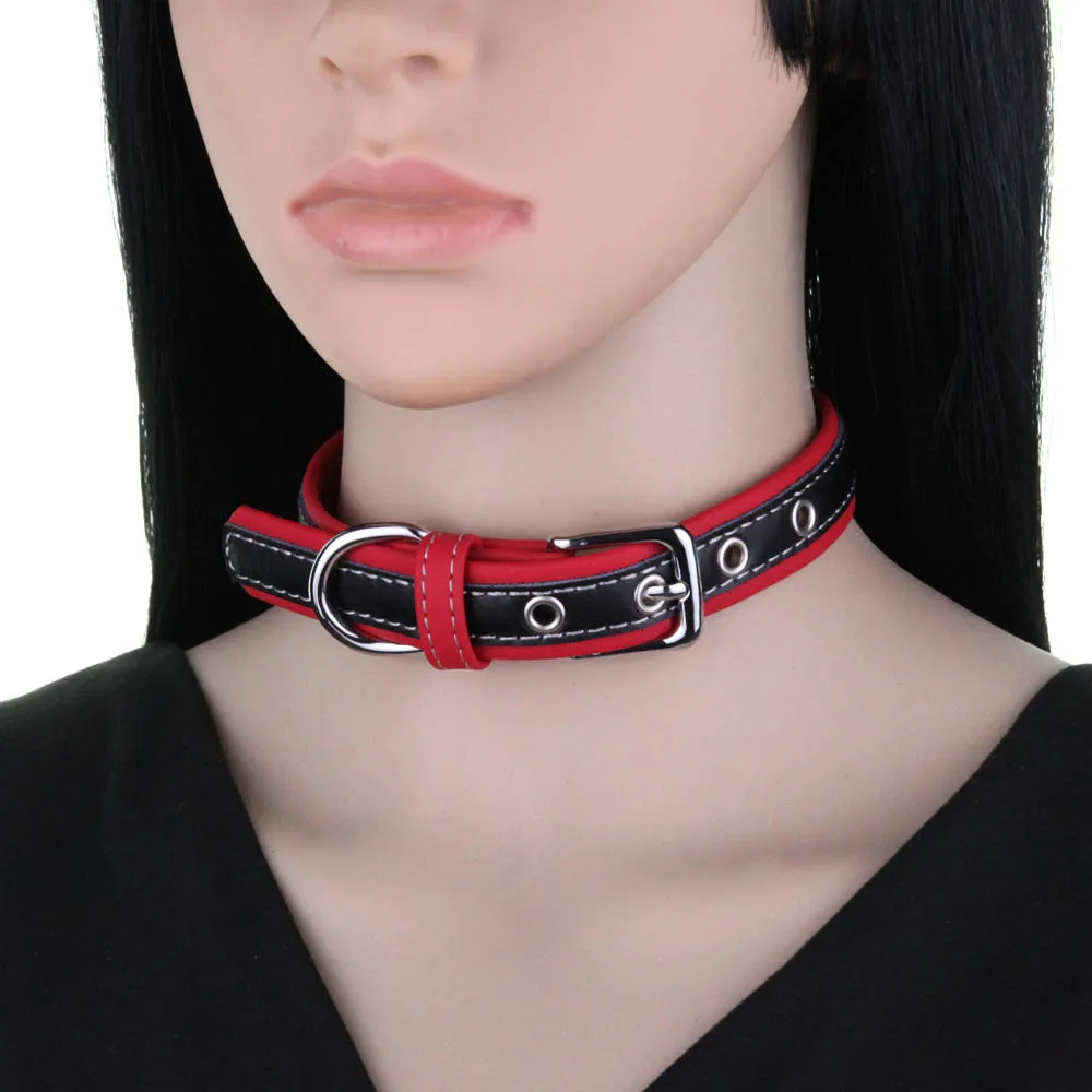 Black Leather Choker Collar For Women Human Punk Chocker Necklace Goth Cosplay Accessoies Rave Festival Jewelry