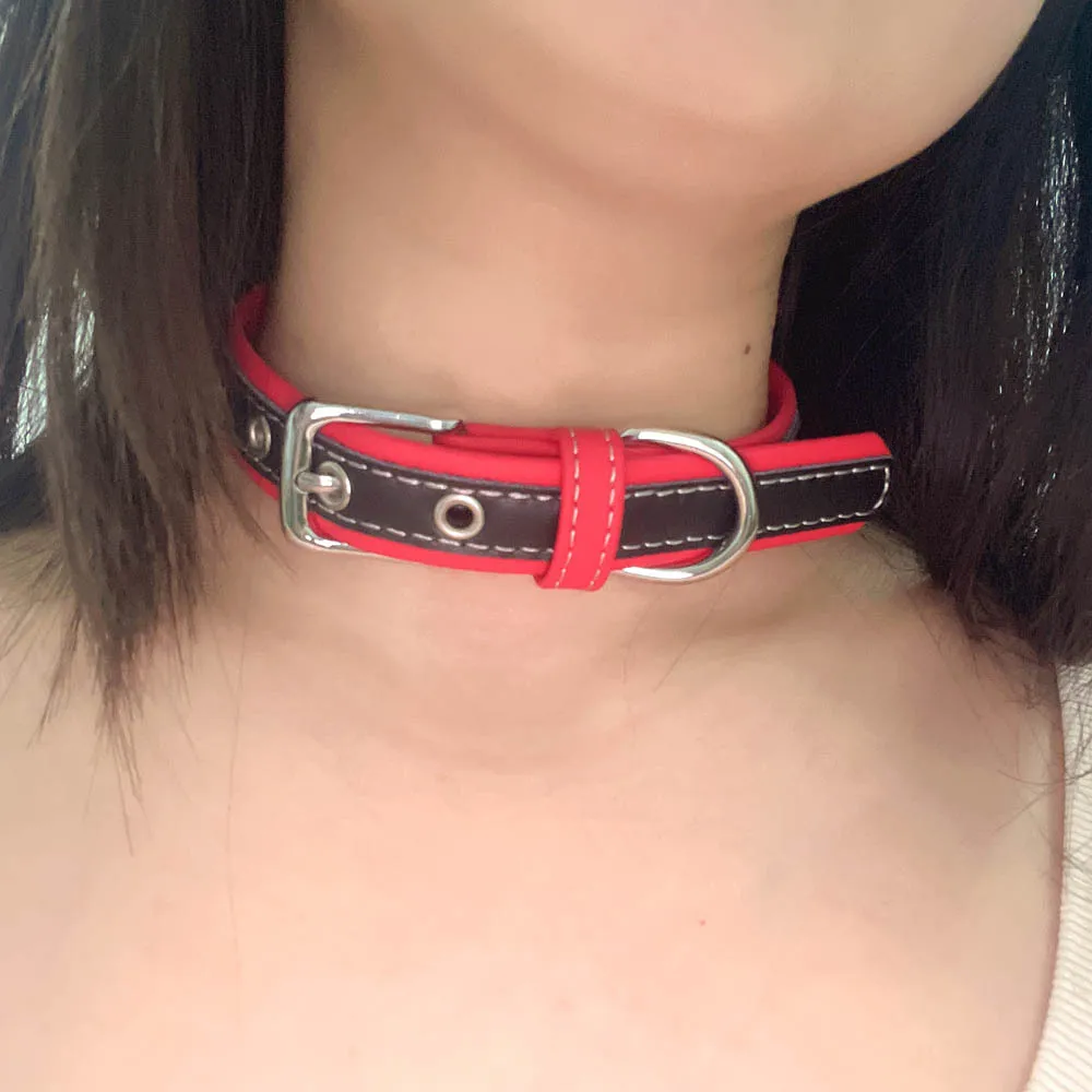 Black Leather Choker Collar For Women Human Punk Chocker Necklace Goth Cosplay Accessoies Rave Festival Jewelry