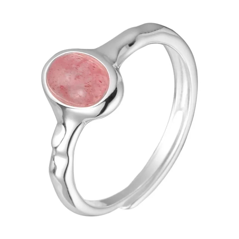 XIYANIKE Korean Oval Pink Crystal Cuff Finger Rings For Women Girl Sweet Fashion New Jewelry Friend Gift Party Anillos Mujer