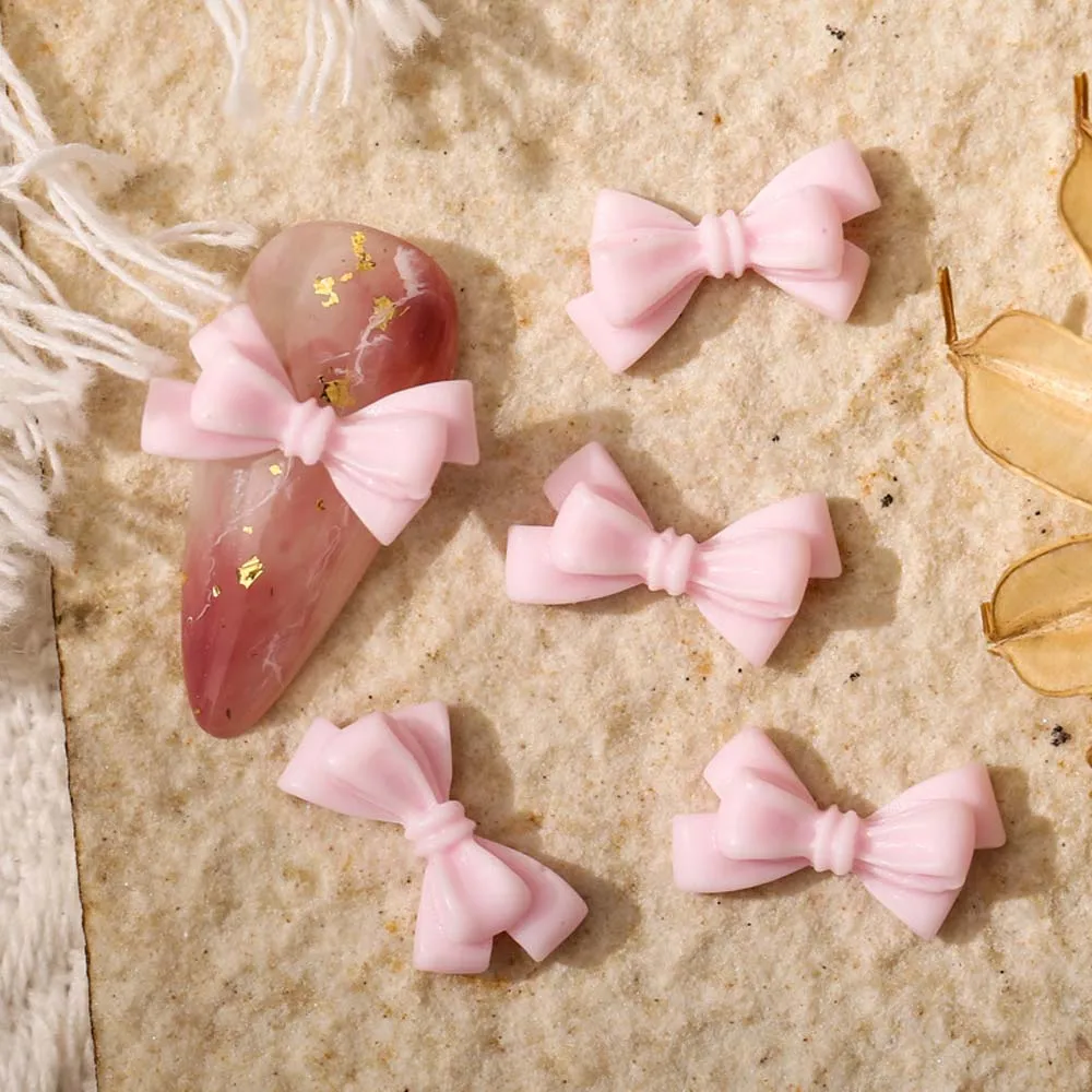 50pcs Resin Ribbon Bows Nail Art Charm 3D Long Colorful Frosted Ribbon Bowknot Nail Decoration DIY Korea Design Nail Accessories