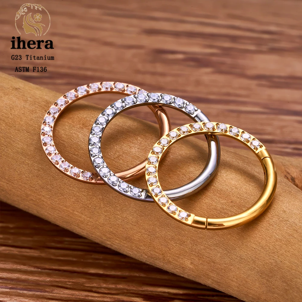 1/10PCS G23 Titanium Nose Rings Septum Clicker Ear Cartilage Tragus Helix Daith Earrings Hoops 16G 18G CZ Body Piercing Jewelry