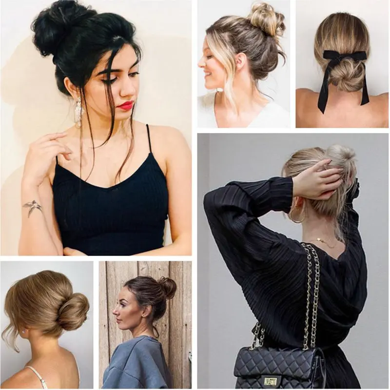 Chignon Hair Buns Ponytail Hair Piece Real Human Hair Extensions Elegant Hair Bun Style Darker 6inch