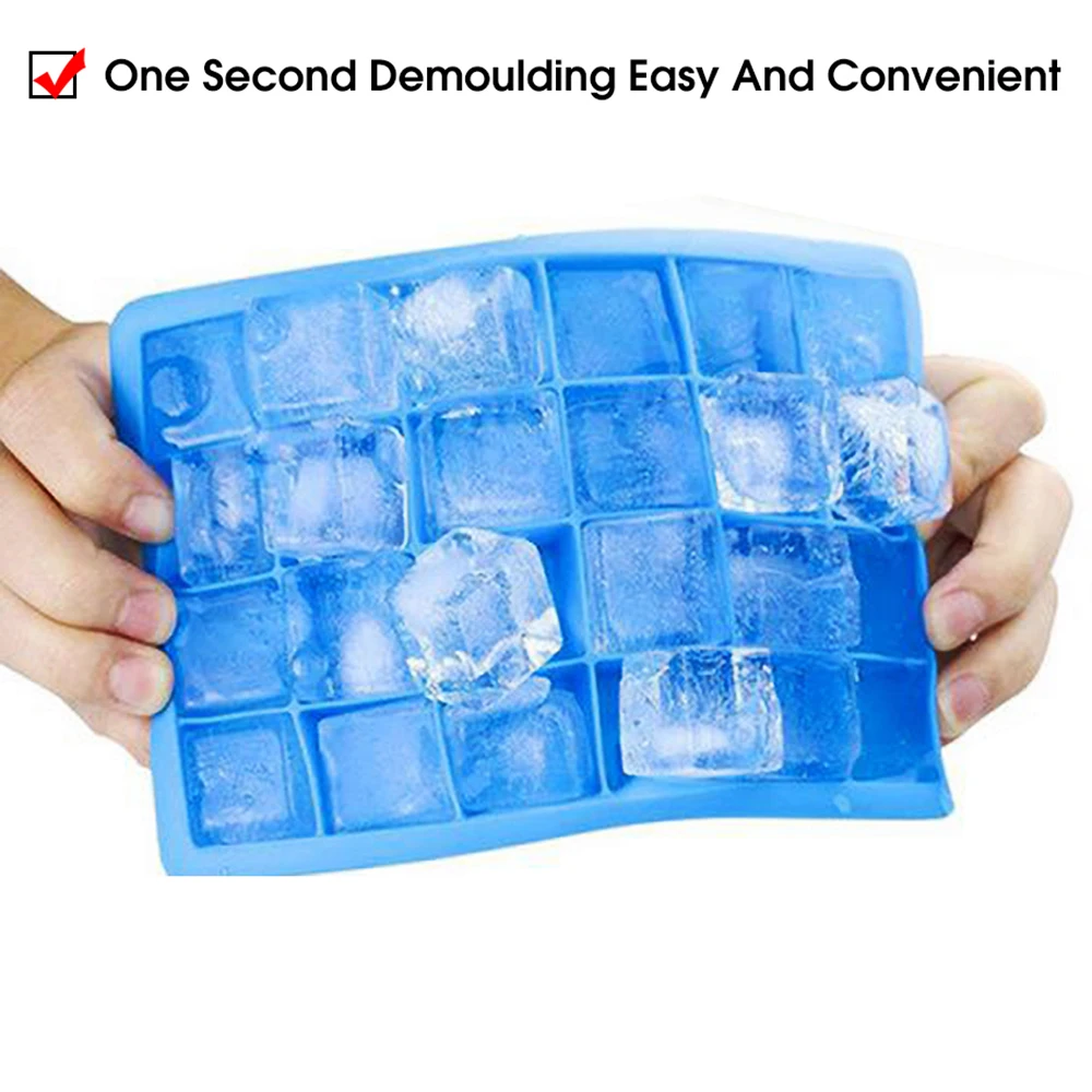 With Lid / No Lid 24-Hole Silicone Ice Tray Square Box Auxiliary Food Puree Cheese Jelly Mold Bar Kitchen Tool Cocktail Cube