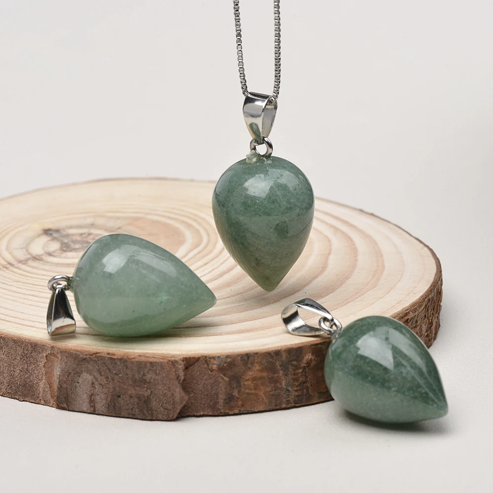 1pc Simple Drop Shaped Natural Stone Pendant Inverted Cone Smooth Texture Pendant Necklace Accessories for Men and Women