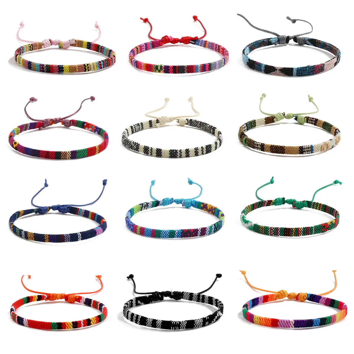 12 Boho Surfer Beach Bracelet Set Men & Women Braided Boho Summer Bracelets Handmade Festival Jewelry