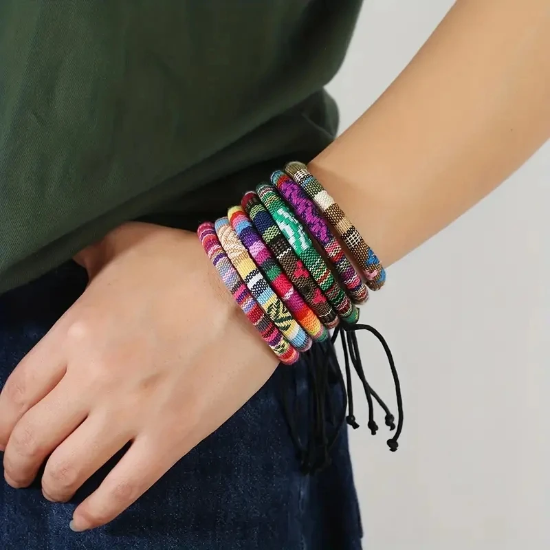 12 Boho Surfer Beach Bracelet Set Men & Women Braided Boho Summer Bracelets Handmade Festival Jewelry