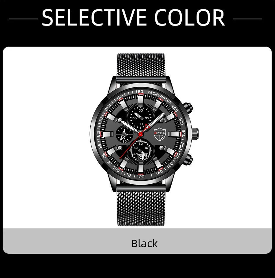 DEYROS Luxury Mens Business Quartz Wristwatch Calendar Fashion Men Casual Sports Watch for Men Gift
