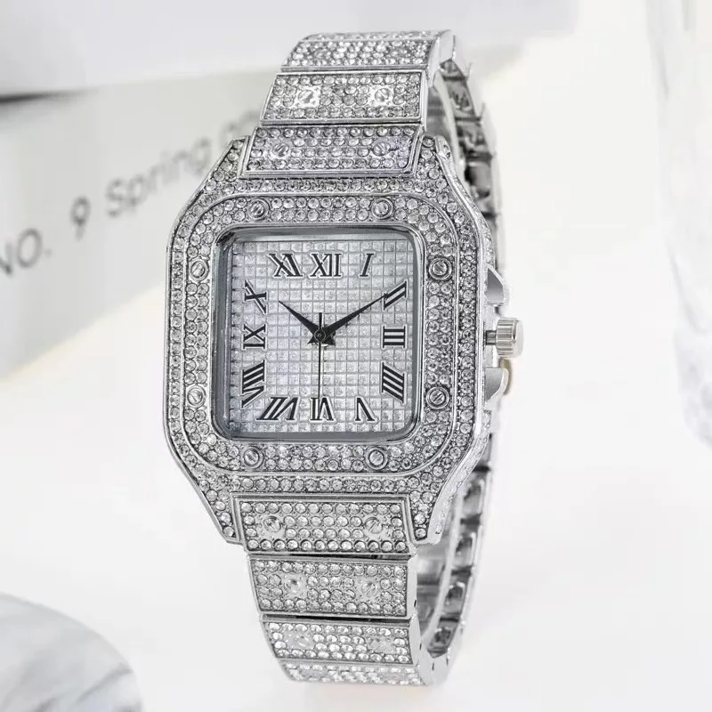 Luxury Diamond Men Women Watches Gold Watch Ladies Wrist Watch Luxury Rhinestone Unisex Bracelet Watches Female Clock 2024 New