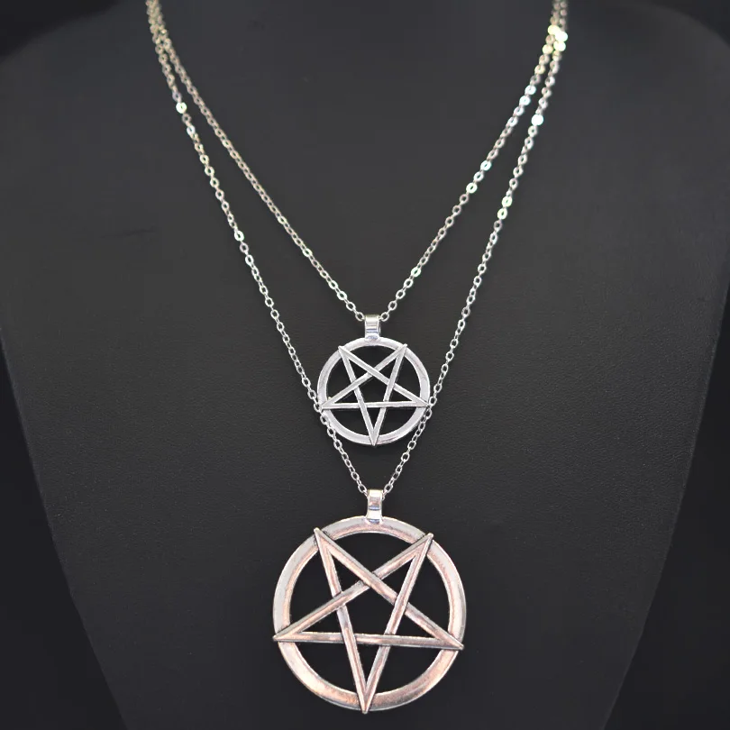 1Pc Witchcraft Satan Pentagram Lucky Amulet Pendant Women Necklaces Wicca Star Pentacle Grunge Statement Men Collares Jewelry